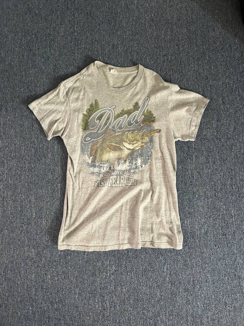 Dad Fishing Graphic Tee - Light Gray